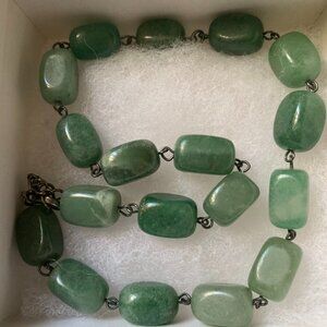 Chunky Natural Green Aventurine Gemstone Beaded Necklace